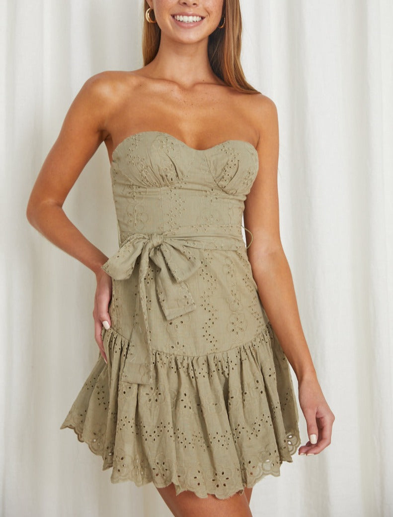 Timeless Twirl Ruffle Hem Mini Dress Pistachio