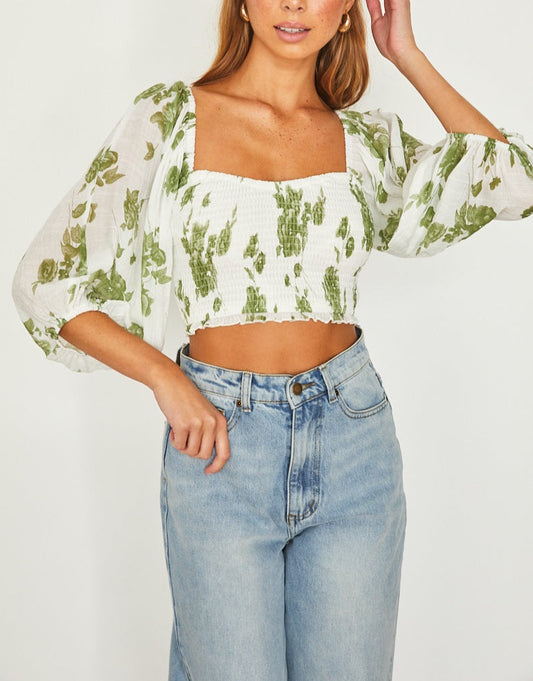 Maple Story Puffed Mid Sleeve Crop Top